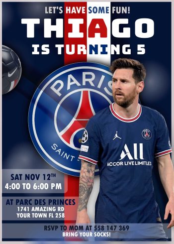 PSG Messi Birthday Invite
