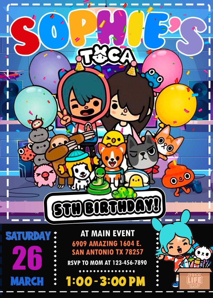 Toca boca Invitation Customizable Template Instant Download