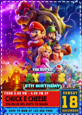 Super Mario Bros Movie Birthday Invitation
