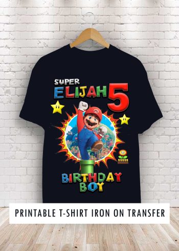 Super Mario Bros Movie Birthday Shirt Iron On Transfer
