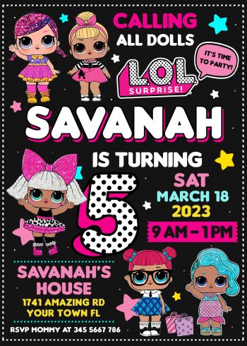 LOL Surprise Dolls Birthday Invitation