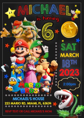 Super Mario Bros Movie Birthday Invite