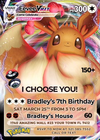 Pokemon Eevee Birthday Invitation