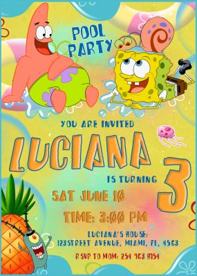 Spongebob Pool Party Invitation