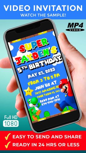 Super Mario Bros Birthday Video Invitation