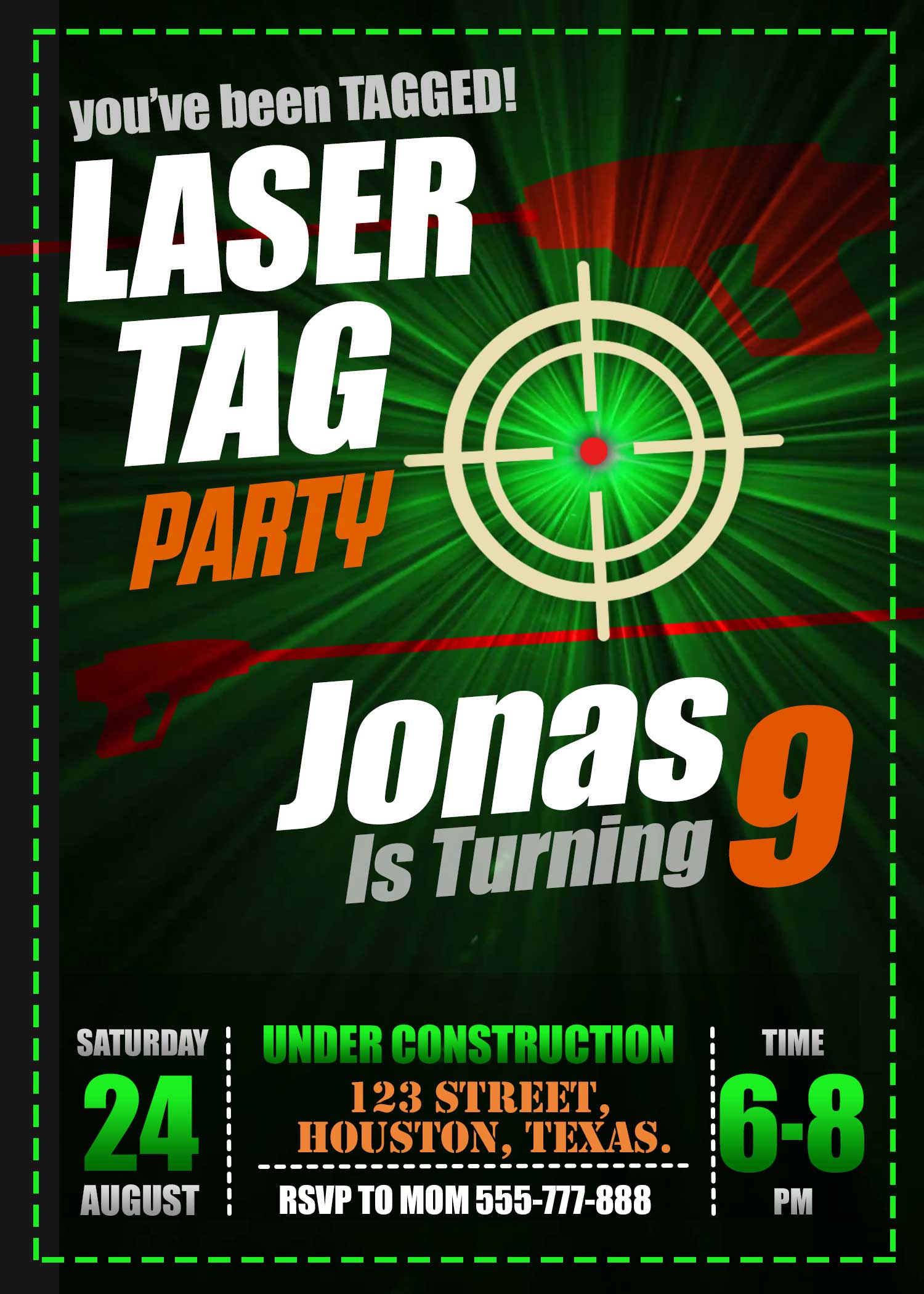Laser Tag Invitations for Boys or Girls - Printable or Printed