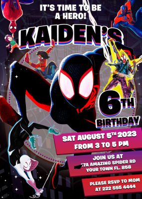 Spiderman Across the Spiderverse Birthday Invitation