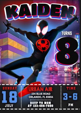 Spiderman Miles Morales Birthday Invitation