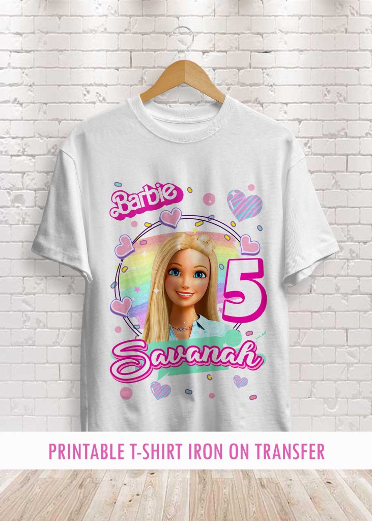 Barbie Birthday Shirt Iron on Transfer Personalized