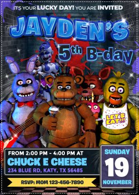 Five Nights at Freddy's Birthday Invite