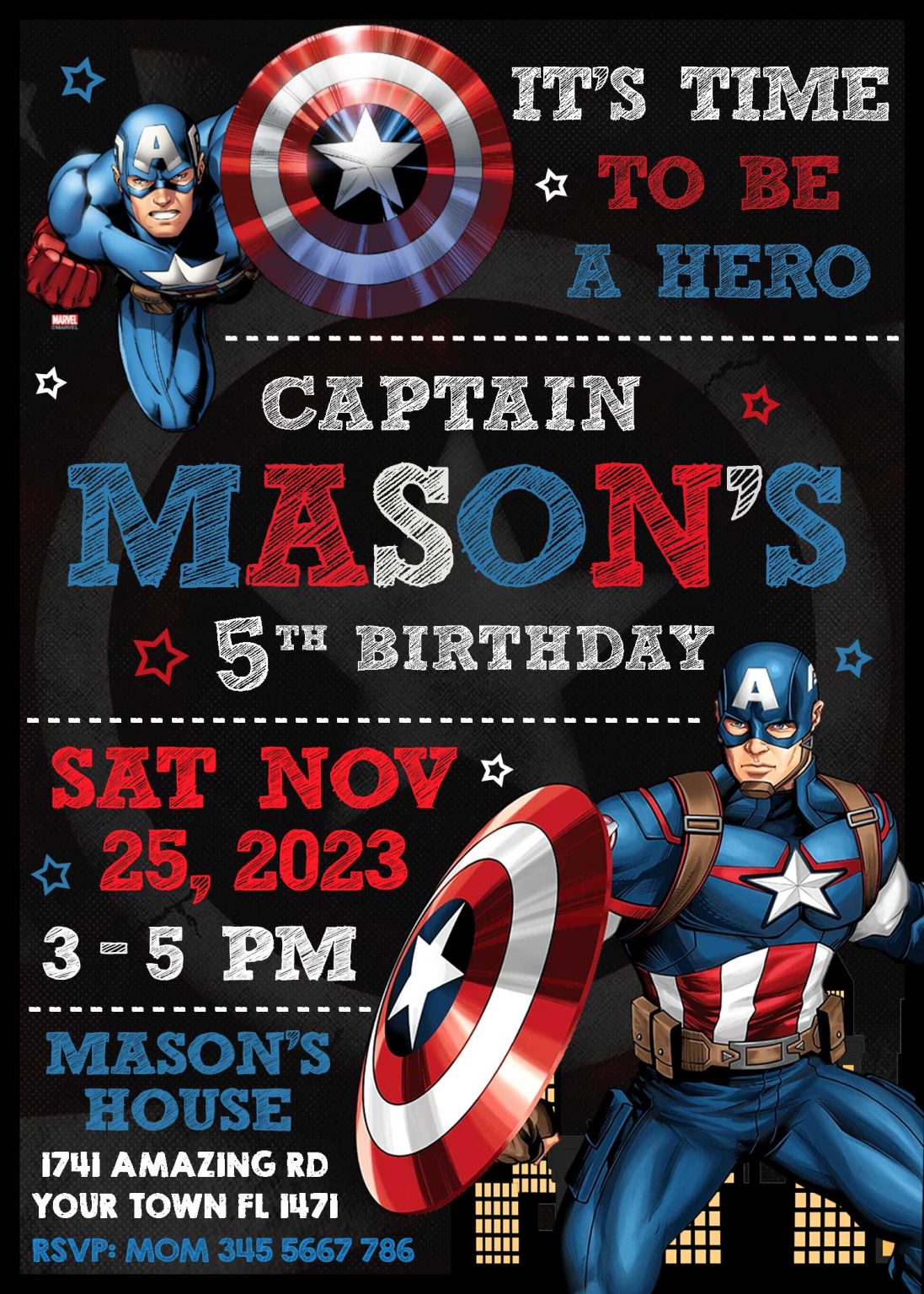 Captain America Birthday Invitation | Awesome Invite