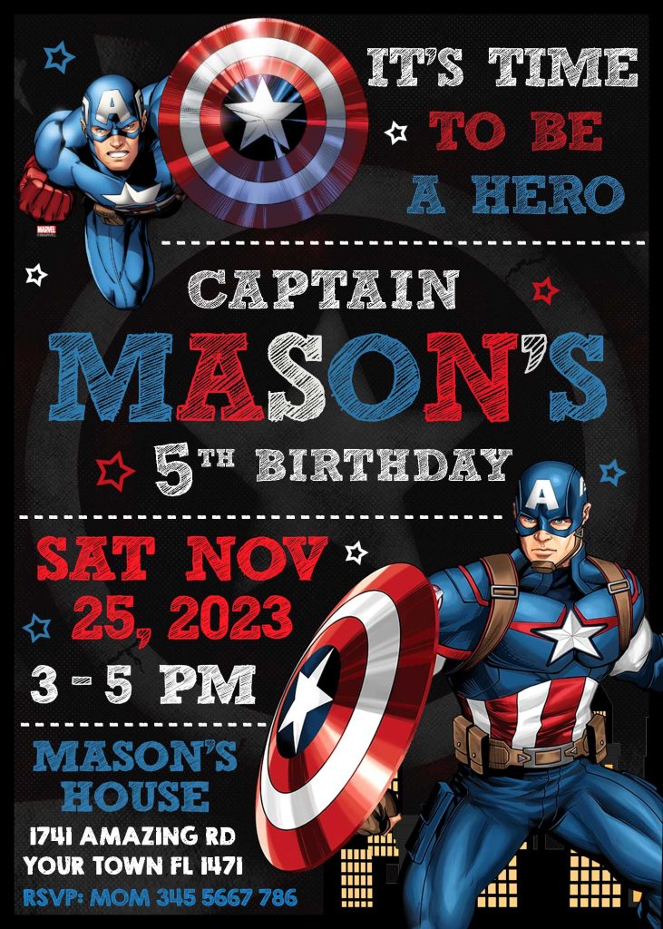 Captain America Birthday Invitation | Awesome Invite