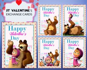 Masha And The Bear Valentines Day Cards