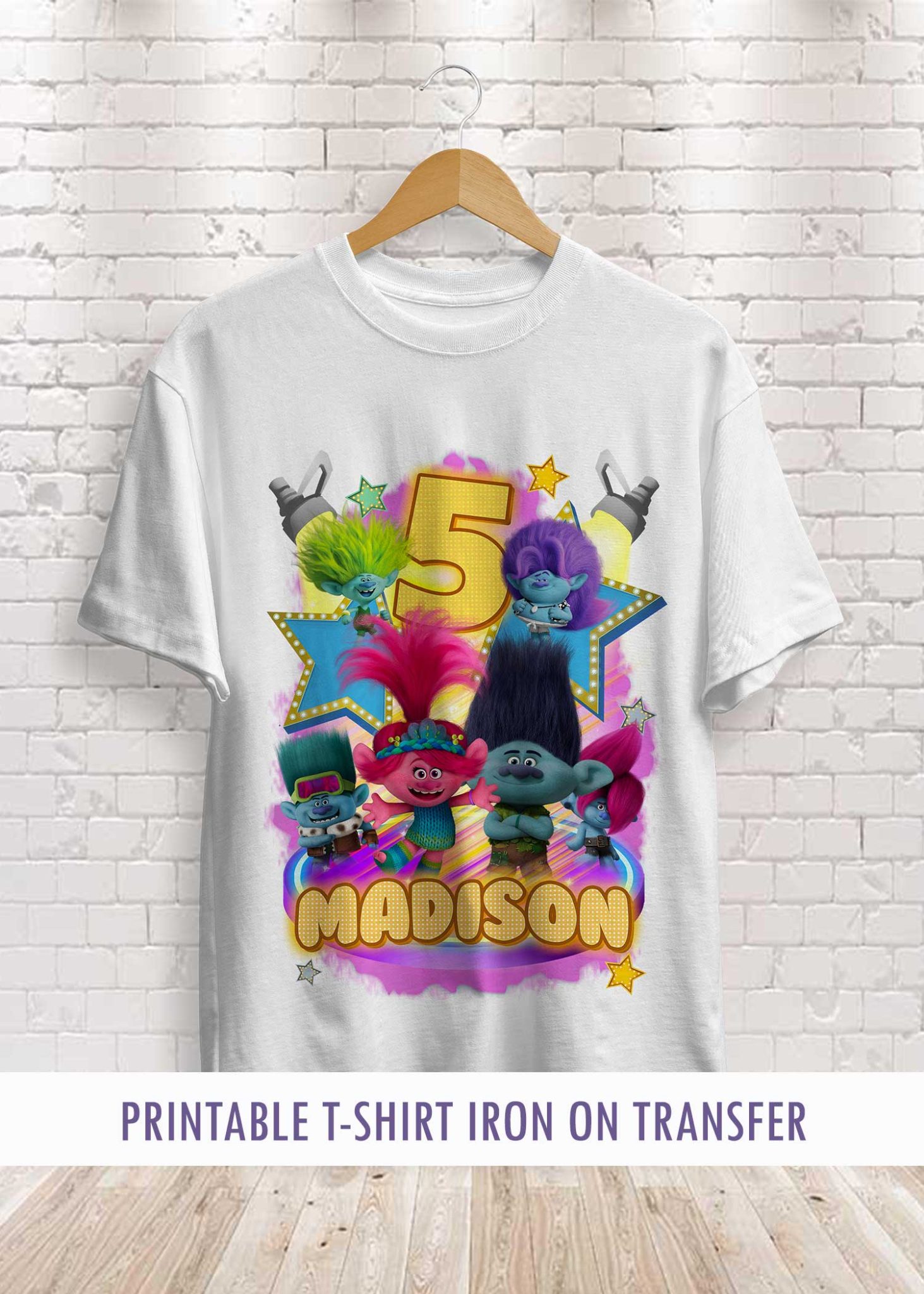 Trolls Birthday Shirt Iron On Transfer | Personalized