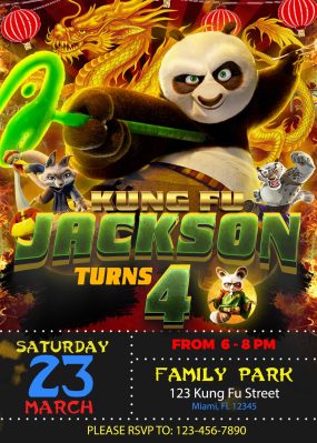 Kung Fu Panda 4 Birthday Invitation