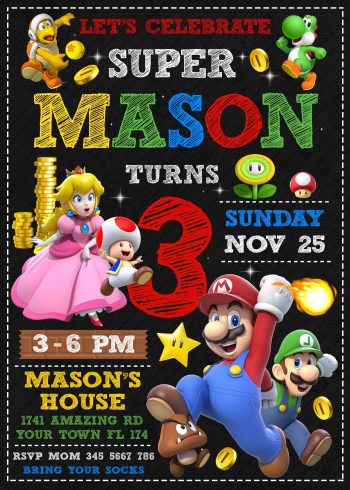 Mario Bros Birthday Invite