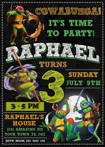 Teenage Mutant Ninja Turtles Mutant Mayhem Birthday Invite