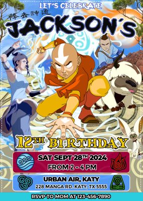 Avatar The Last Airbender Birthday Invitation