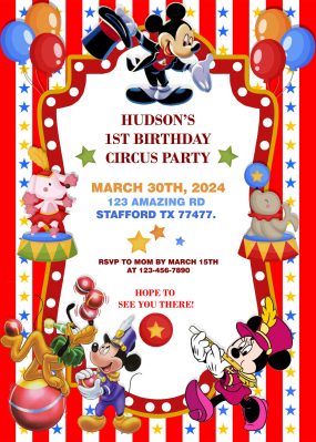 Mickey Mouse Circus Birthday Invitation