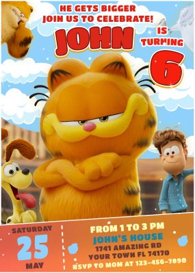 The Garfield Movie Birthday Invitation