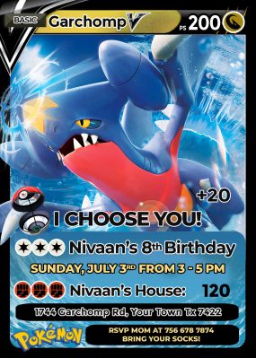 Pokemon Garchomp Birthday Invitation