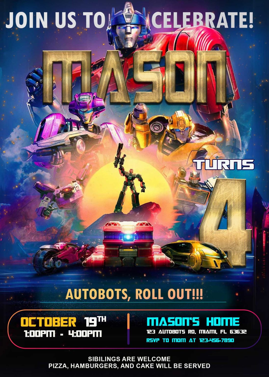 Transformers one birthday invitation amazing invite