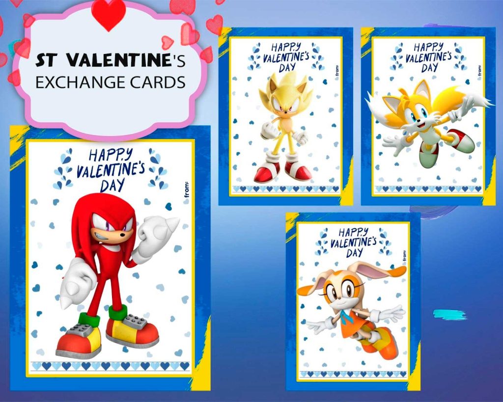 Sonic The Hedgehog Valentines Day Cards for Kids
