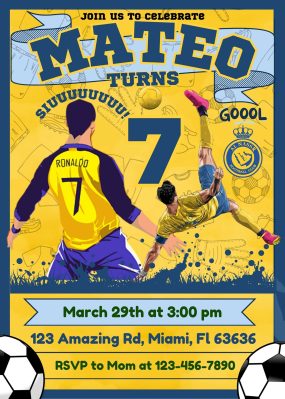 Cristiano Ronaldo Al Nassr Birthday Invitation