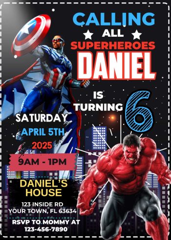 Captain America Brave New World Birthday Invitation