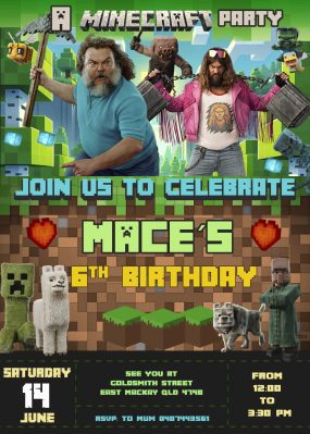 Minecraft Movie Birthday Invitation