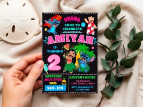 Personalized Lilo and Stitch Birthday Invite for a girl's party