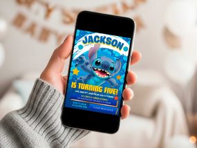 Personalized Stitch Birthday Invitation for a kid's party