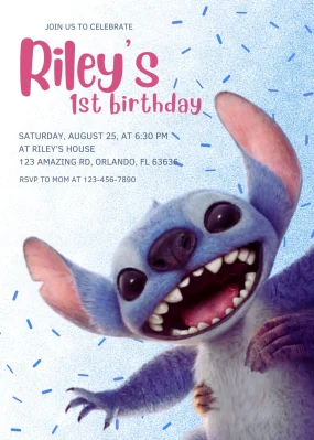 Lilo and Stitch 2025 Birthday Invitation
