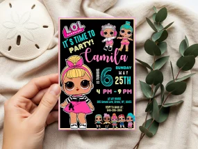 LOL Surprise Dolls Birthday Invitation Template