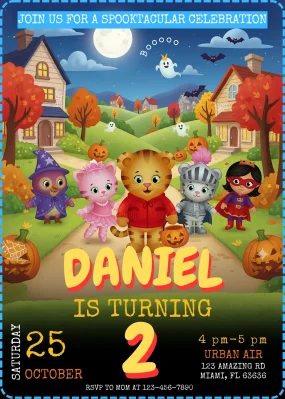Daniel Tiger Halloween Birthday Invitation