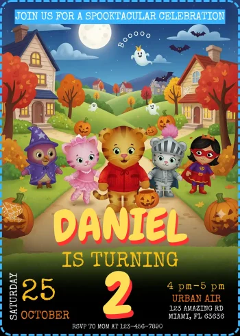 Daniel Tiger Halloween Birthday Invitation