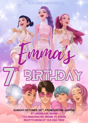 KPop Demon Hunters Birthday Invitation