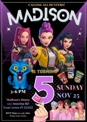 KPop Demon Hunters Birthday Invite