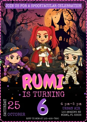 KPop Demon Hunters Halloween Birthday Invitation