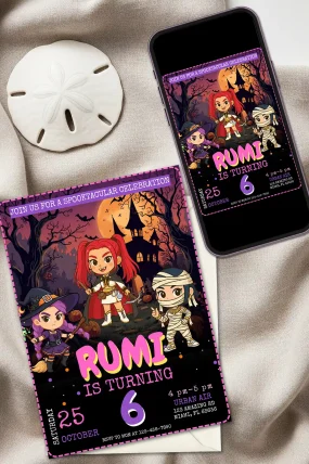 KPop Demon Hunters Halloween Birthday Invitation