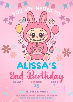 Labubu Birthday Invitation