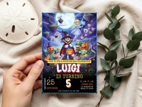 Mario Bros Halloween Birthday Invitation