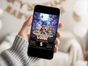 Mario Bros Halloween Birthday Invitation
