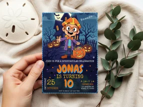 Blippi Wonders Halloween Birthday Invitation