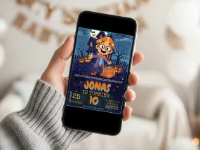 Blippi Wonders Halloween Birthday Invitation