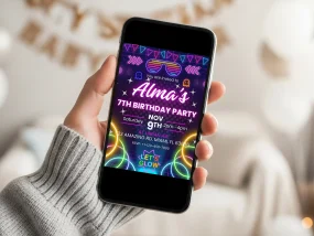 Neon Glow Party Birthday Invitation