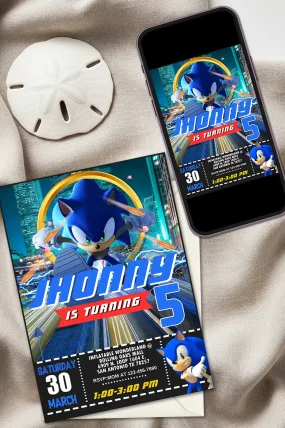 Sonic The Hedgehog Birthday Invitation Template