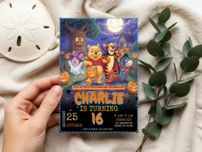 Winnie The Pooh Halloween Birthday Invitation