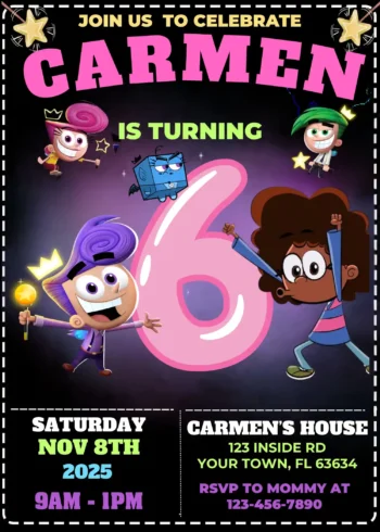 The Fairly Oddparents A New Wish Birthday Invitation