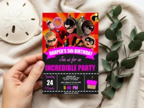 The Incredibles 2 Violet Birthday Invitation